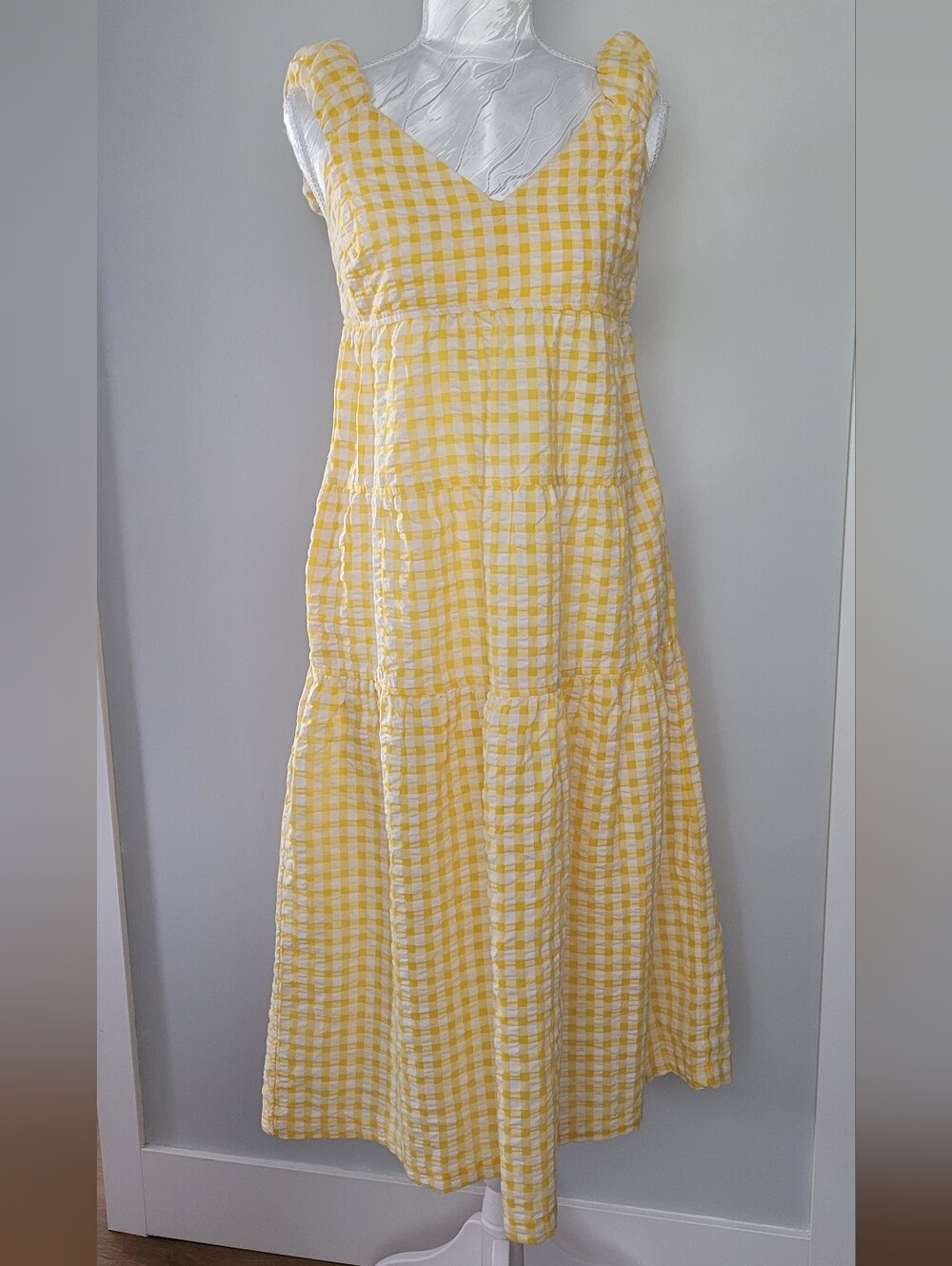Old Navy Yellow and White Gingham Maxi Sundress